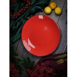 Тарелка 30 см безбортовая фарфор, Seasons красный, Porland