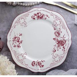 Тарелка мелкая d 25,5 см, h 2,2 см, фарфор, Red Rose, Casa di fortuna