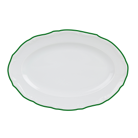 Блюдо овальное с зеленым кантом 30 см, Maria Green, Porland