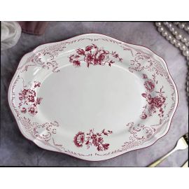 Блюдо овальное 32,5x23 см, h 3 см, фарфор, Red Rose, Casa di fortuna