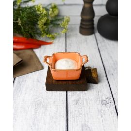 Соусник квадратный с 2-мя ручками 7х10 см h 4.2 см, Seasons Оранжевый, Porland