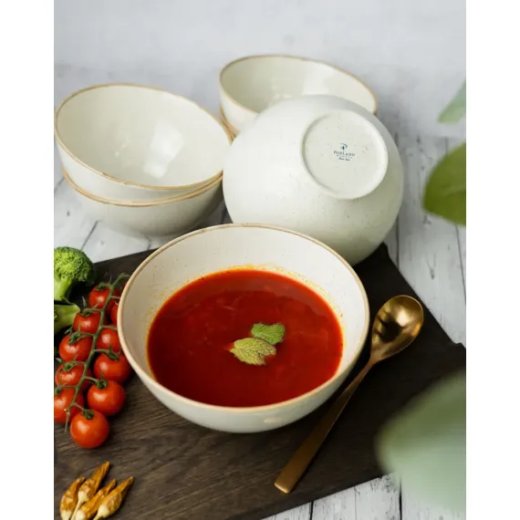 Набор столовой посуды 32 предмета на 6 персон бежевый (салатник - 1 шт., блюдо прямоугольное 32*20 см - 1 шт., чайные пары - 6 шт., тарелка обеденная 24 см - 6 шт., тарелка обеденная 28 см - 6шт., тарелка глубокая - 6 шт.), Seasons, Porland, изображение 6