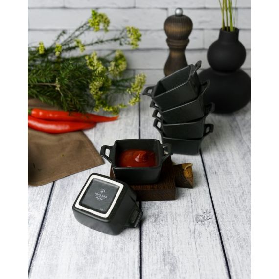 Соусник квадратный с 2-мя ручками 7х10 см h 4.2 см, Seasons Черный, Porland, изображение 15