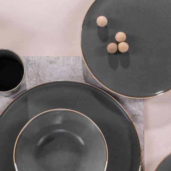 Тарелка 24 см безбортовая, Seasons Темно-серый, Porland, изображение 18