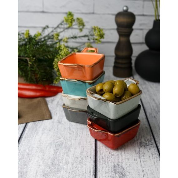 Соусник квадратный с 2-мя ручками 7х10 см h 4.2 см, Seasons Серый, Porland, изображение 9