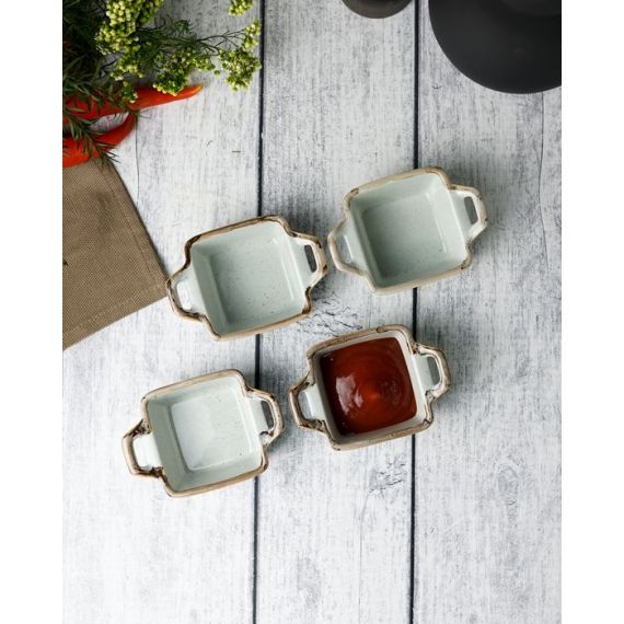 Соусник квадратный с 2-мя ручками 7х10 см h 4.2 см, Seasons Серый, Porland, изображение 14