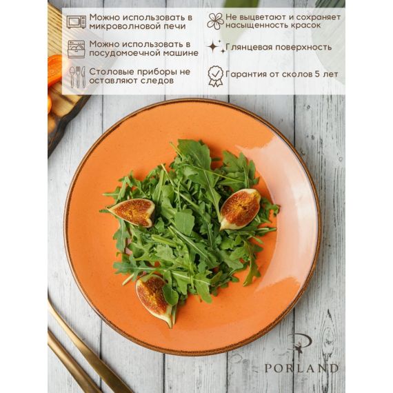 Тарелка 24 см безбортовая, Seasons Оранжевый, Porland, изображение 7
