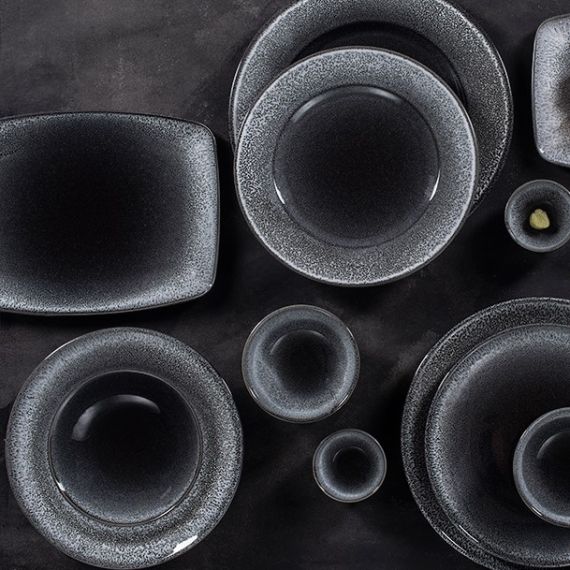 тарелка плоская с вертикальным римом  21 см, цвет темно-серый    , TWILIGHT, Porland, изображение 5