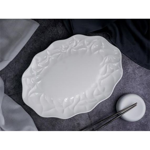 Блюдо овальное 31x22,5 см, h 2,5 см, костяной фарфор, Origami, Casa di fortuna, изображение 2