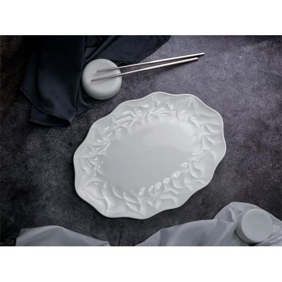 Блюдо овальное 31x22,5 см, h 2,5 см, костяной фарфор, Origami, Casa di fortuna, изображение 7