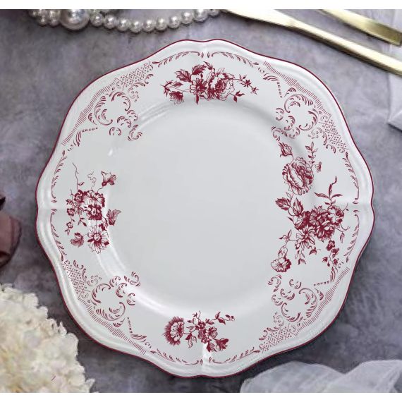 Тарелка мелкая d 28,5 см, h 2,7 см, фарфор, Red Rose, Casa di fortuna