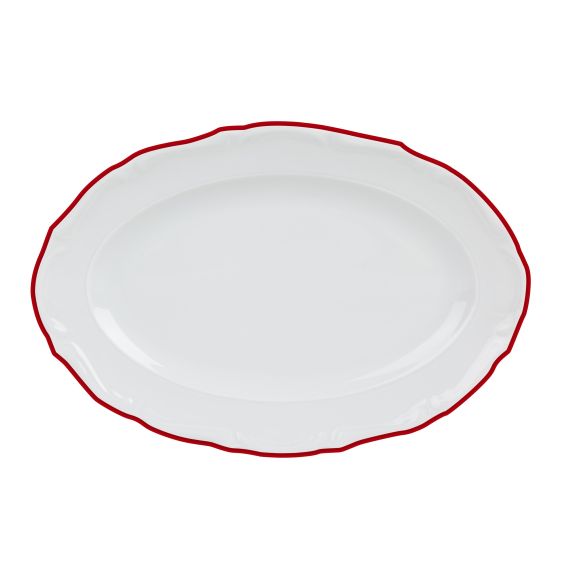 Блюдо овальное с красным кантом 35 см, Maria Red, Porland