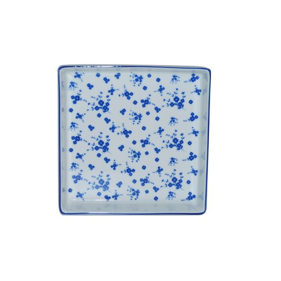 Тарелка квадратная 15 см, цвет белый с синим, BLUE PASSION, Porland